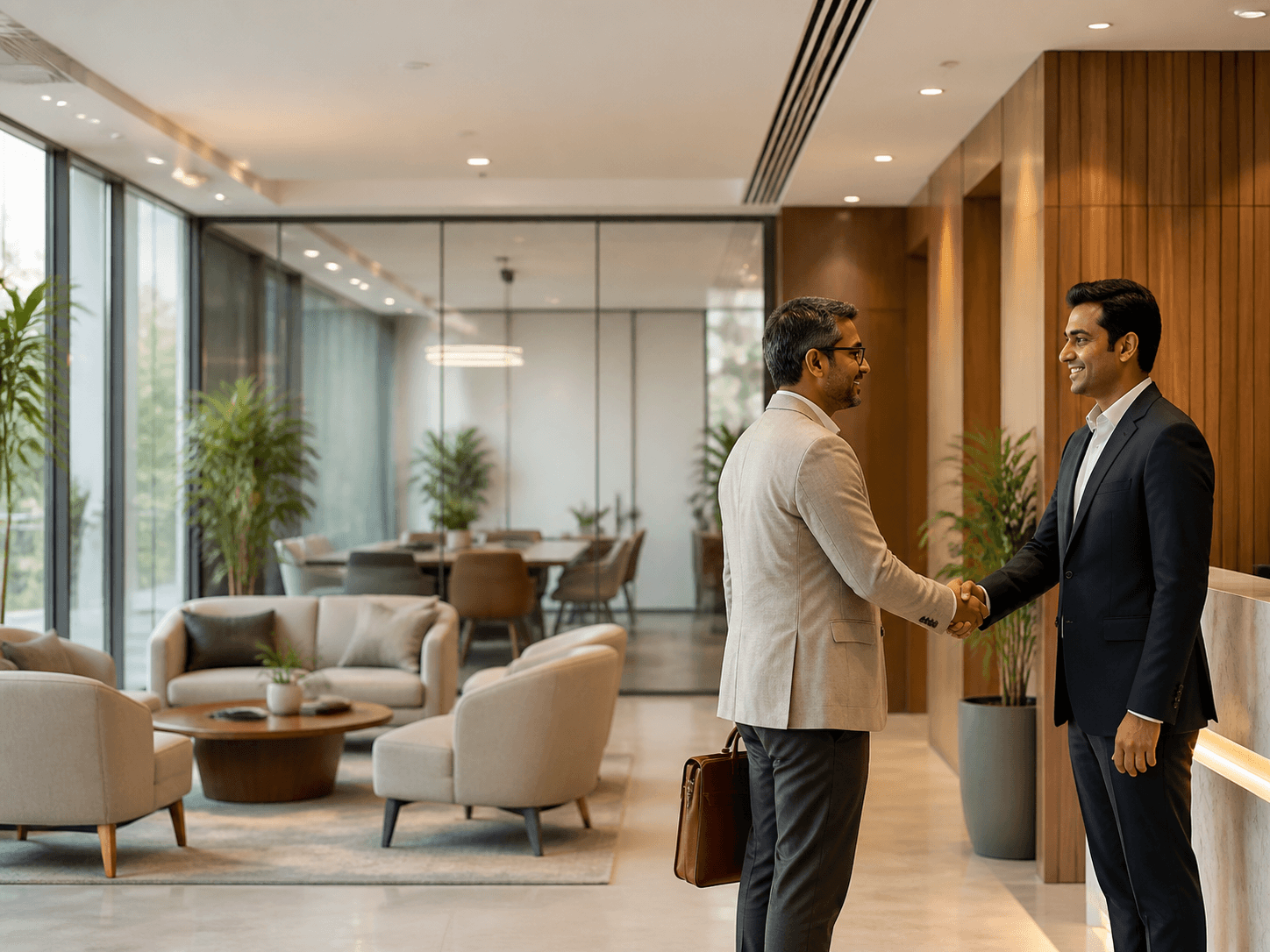 A client being welcomed at the Citiline office